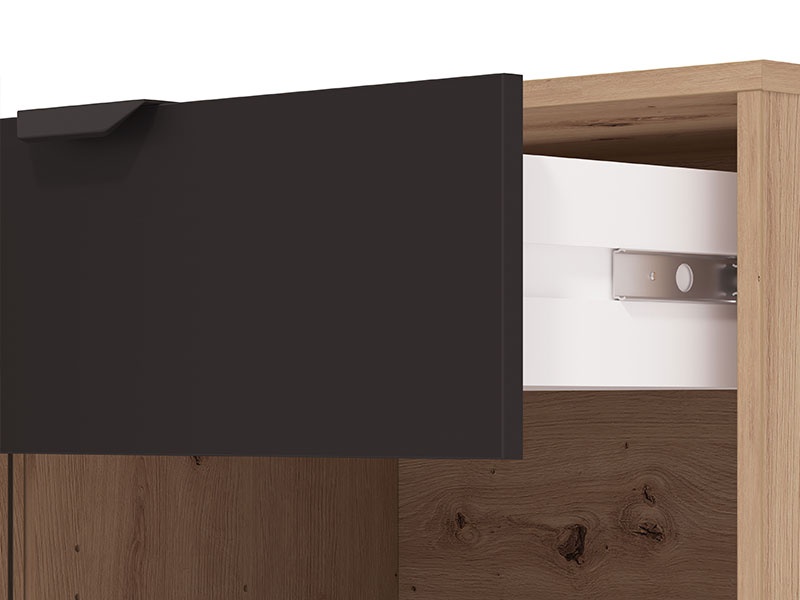 Obývacia stena s osvetlením nautille - dub/čierna.

 

    •   Vysoká vitrína s LED osvetlením: Presklené horné dvierka vytvárajú dokonalé okno do vášho sveta dekorácií a umeleckých kúskov.

   •   Nízka vitrína s LED osvetlením: Dvojdverový dizajn ponúka variabilitu, ktorú každý domov potrebuje.

   •   Nástenná polica: V jednoduchosti je krása.

   •   TV stolík 150: S dvoma uzatvárateľnými policami, jednou otvorenou a jednou zásuvkou ponúka tento stolík všetko, čo moderný domov potrebuje.

 

 

Rozmery produktov obývacej steny sú:


• Vysoká vitrína s osvetlením: 54,5x195x40cm (š, v, h).
• Nízka vitrína s osvetlením: 93x137,5x40cm (š, v, h).
• Nástenná polica: 137,5x24x19,5cm (š, v, h).
• TV stolík 150: 150,5x54,5x40cm (š, v, h).