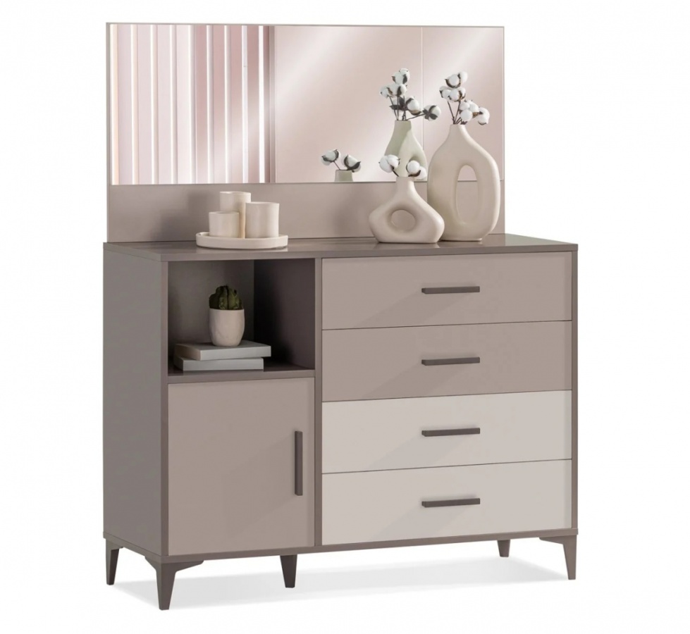 Veľká komoda so zrkadlom renda - béžová, šedá, hnedá.

 

Rozmery veľkej komody so zrkadlom Renda sú 120x90x40cm (š, v, h).

 

Všetok nábytok z kolekcie Renda nájdete nižšie v súvisiacich produktoch.