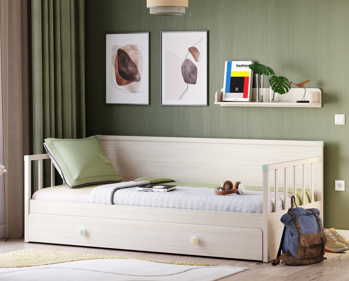 Posteľ s prístelkou fairy - dub svetlý.
Maximálna nosnosť 130 kg znamená, že si vedľa svojho dieťaťa môžete pohodlne sadnúť, prečítať mu rozprávku alebo ho upokojiť, keď to potrebuje.
Prístelka je na kolieskach, takže manipulácia s ňou je hotová hračka.
Pevná MDF doska a kvalitné lamino vám zaručia, že posteľ vydrží roky intenzívneho používania.

 


Posteľ 100×200 cm a prístelka 90×190 cm.


Matrac nie je súčasťou. Vhodný matrac do postele je s výškou 19cm, kvôli zábranám.
Posteľ je dodávaná s roštom.

 

Rozmery postele s prístelkou Fairy sú 206x73x107cm (š, v, h).
Rozmery prístelky k posteli Fairy  sú 198x23x94cm (š, v, h).

 


Všetky produkty z kolekcie Fairy  a vhodné matrace nájdete nižšie v súvisiacich produktoch