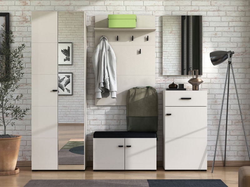 Predsieňová zostava i aimee - kašmír, čierna.

 

Predsieňová skriňa v kašmírovej farbe prináša do interiéru pocit útulnosti a pohody, zatiaľ čo čierne detaily dodávajú moderný a sofistikovaný vzhľad.

 

Predsieňová komoda, ktorá kombinuje kašmírovú farbu s čiernymi detailmi a prináša nadčasový štýl, ktorý sa hodí do rôznych typov interiérov.

 

Botník je ďalším praktickým kusom tejto zostavy, vyrobený z kvalitnej drevotriesky s povrchom z lamina, ktorý je známy svojou odolnosťou proti poškriabaniu a jednoduchou údržbou.

 

Vešiakový panel, vyrobený z kvalitnej drevotriesky, ktorý zaisťuje jeho pevnosť a stabilitu.

 

Nástenné zrkadlo, ktoré je ideálnym doplnkom pre každú modernú domácnosť.

 

 

Rozmery:


	Predsieňové skrine Aimee sú 64x194x35cm (š, v, h).
	Predsieňové komody Aimee sú 51,5 x98,5x35cm (š, v, h).
	Botníka s čalúnením Aimee sú 77x40x35cm (š, v, h).
	Predsieňové komody Aimee sú 77x115x19,5 cm (š, v, h).
	Nástenného zrkadla Aimee sú 51x76,5x2cm (š, v, h).


 


Všetky produkty z kolekcie Aimee nájdete nižšie v súvisiacom tovare.