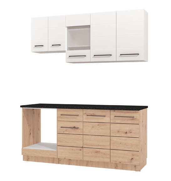 Kuchynská linka danya-biela, dub - bez pracovnej dosky.

 

Horné skrinky sú vybavené mnohými vnútornými policami a zavesujú sa na stenu pomocou závesov umiestnených vo vnútri skriniek.

 

Spodná časť zostavy ponúka praktický úložný priestor v podobe drezovej skrinky s dvierkami a širokej skrinky s poličkami.

 

Korpusy skriniek sú vyrobené z kvalitného lamina a opatrené ABS hranou pre vyššiu odolnosť voči poškodeniu.

 

*ABS hrany = pásky slúžiace na olepenie a ochranu hrán nábytkových dosiek.

 

Kuchynská linka je dodávaná bez pracovnej dosky a bez drezu.

 

Hĺbka skriniek s pracovnou doskou je 60 cm.

 

Podobné produkty nájdete v súvisiacich produktoch nižšie.

 

 