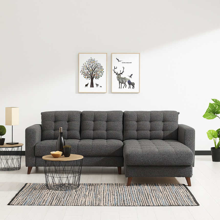 Rohová sedacia súprava, rozkladacia s úložným priestorom lungo - tmavo.

Lungo skrýva úložný priestor pod sedacou časťou, ktorý je perfektným miestom na skladovanie vankúšov, diek, alebo kníh.

Sedacia súprava je variabilná a je možné sa pri montáži rozhodnúť, či chcete ľavý alebo pravý roh.

 

 

Rozmery rohovej sedacej súpravy, rozkladacie s úložným priestorom Lungo sú 250x91x177cm (š, v, h).

 

Ďalšie sedacie súpravy a pohovky nájdete nižšie v súvisiacich produktoch.

 

 

Farba na fotografii sa môže ľahko líšiť oproti reálnemu výrobku. Príčinnou môže byť zobrazovanie farieb monitora či rôzne nasvietenie výrobkov pri fotení.