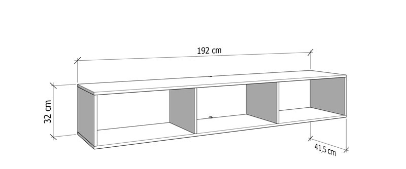 Závesný tv stolík 192 cm raffe - dub artisan.

 

Stolík je vyrobený z kvalitných materiálov, medzi ktoré patrí lamino (LTD) o hrúbke 16 mm, HDF dosky (sololit) o hrúbke 3 mm (na zadnej strane), ABS hrana, MDF doska (dvierka) a kovové spojovacie prvky.

 

*ABS hrany = prúžky slúžiace na olepenie a ochranu hrán nábytkových dosiek
*MDF doska = ľahko opracovateľný drevovláknitý materiál so širokým spektrom možných úprav využívaný napr.

 

Výhody:


	Moderný a elegantný dizajn vhodný do akéhokoľvek interiéru.
	Praktický úložný priestor pre organizáciu vašich multimediálnych zariadení.
	Kvalitné materiály zaisťujúce dlhú životnosť.
	Jednoduchá montáž vďaka priloženému príslušenstvu a montážnym prvkom.
	Možnosť podsvietenia.


Ak hľadáte ideálny doplnok do obývacej izby, TV stolík Raffe je tou správnou voľbou.

 

Rozmery TV stolíka Raffe sú 192x32x41,5cm (š, v, h).

 

Ďalšie TV stolíky nájdete nižšie v súvisiacich produktoch.