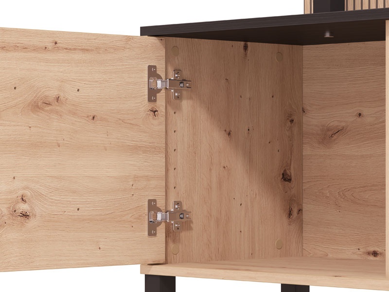 Obývacia stena meredith - dub artisan/čierna.

 

Stena je navrhnutá tak, aby maximálne využila dostupný priestor.

 

Hlavným materiálom obývacej steny Meredith je moderné lamino zaisťujúce jej dlhú životnosť.

 

*ABS hrany = prúžky slúžiace na olepenie a ochranu hrán nábytkových dosiek
*MDF doska = ľahko opracovateľný drevovláknitý materiál so širokým spektrom možných úprav využívaný napr.

 

Výhody pre užívateľa:


	Jednoduché začlenenie do interiéru: Vďaka svojmu modernému dizajnu a neutrálnym farbám sa obývacia stena Meredith ľahko hodí do akéhokoľvek moderného interiéru.
	Praktické využitie: Stena ponúka nielen estetický, ale aj praktický prínos, a to práve vďaka premyslenému usporiadaniu políc a úložného priestoru.
	Dlhá životnosť: Vysoko kvalitné materiály a precízne spracovanie zabezpečujú, že obývacia stena Meredith bude slúžiť mnoho rokov bez straty svojej funkčnosti a vzhľadu.


Rozmery obývacej steny Meredith sú 208x167x40cm (š, v, h)

 

Ďalšie typy obývacích stien aj produkty v podobnom dekore nájdete nižšie v súvisiacich produktoch.