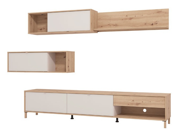 Obývacia stena norra - dub artisan/kašmír.

 

Využite moderný dizajn, ktorý ľahko zapadne do každého interiéru.

 

Stenu tvorí prevažne lamino.

 

*ABS hrany = prúžky slúžiace na olepenie a ochranu hrán nábytkových dosiek

 

Výhody:


	Štýl a elegancia: Moderný dizajn, ktorý vynikne v každej obývačke.
	Funkčnosť: Ponúka dostatok úložného priestoru pre všetky vaše potreby.
	Kvalita: Vyrobené z kvalitných materiálov, ktoré zaručujú dlhú životnosť a odolnosť.
	Prispôsobivosť: Vďaka variabilnému usporiadaniu sa prispôsobí akémukoľvek priestoru.


 

Obývacia stena Norra je viac než len kus nábytku – je to riešenie, ktoré prináša harmóniu medzi štýlom a funkciou.

 

Rozmery obývacej steny Norra sú 234 x 40 x 178 cm (š, h, v).

 

Podobné produkty aj príslušné osvetlenie nájdete nižšie v súvisiacich produktoch.