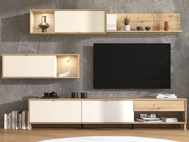 Obývacia stena norra - dub artisan/kašmír.

 

Využite moderný dizajn, ktorý ľahko zapadne do každého interiéru.

 

Stenu tvorí prevažne lamino.

 

*ABS hrany = prúžky slúžiace na olepenie a ochranu hrán nábytkových dosiek

 

Výhody:


	Štýl a elegancia: Moderný dizajn, ktorý vynikne v každej obývačke.
	Funkčnosť: Ponúka dostatok úložného priestoru pre všetky vaše potreby.
	Kvalita: Vyrobené z kvalitných materiálov, ktoré zaručujú dlhú životnosť a odolnosť.
	Prispôsobivosť: Vďaka variabilnému usporiadaniu sa prispôsobí akémukoľvek priestoru.


 

Obývacia stena Norra je viac než len kus nábytku – je to riešenie, ktoré prináša harmóniu medzi štýlom a funkciou.

 

Rozmery obývacej steny Norra sú 234 x 40 x 178 cm (š, h, v).

 

Podobné produkty aj príslušné osvetlenie nájdete nižšie v súvisiacich produktoch.