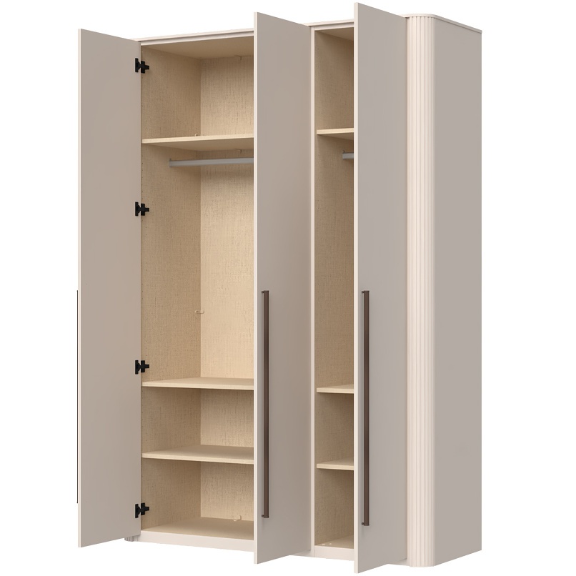 Trojdverová šatníková skriňa renfri - kašmír.

 

Interiér skrine je premyslený do posledného detailu a štýlizovaný do textilného dekoru.

 

Renfri nie je len šatníková skriňa; je to dizajnový prvok, ktorý harmonicky spája vzhľad s praktickými detailmi pre každodenný komfort.

 

Skriňu ľahko zladíte s ďalšími prvkami kolekcie Renfri a vytvoríte harmonický celok v jednotnom kašmírovom odtieni s akcentom Midnight Copper.

 

Rozmery šatníkovej skrine Renfri sú 153x225x56cm (š,v,h)

 

Ďalší nábytok z kolekcie Renfri nájdete v súvisiacich produktoch.