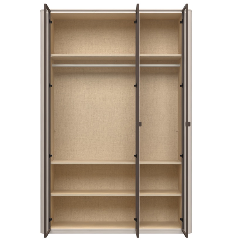 Trojdverová šatníková skriňa s osvetlením a presklenými dverami renfri.

 

Interiér skrine je premyslený do posledného detailu; ponúka textilný dekor a police s integrovaným osvetlením, ktoré elegantne vystavia vaše obľúbené kúsky. Vnútorné LED osvetlenie rovnomerne presvetľuje celú skriňu, čo vám umožní ľahko nájsť, čo hľadáte, aj bez rozsvietenia hlavného svetla.

 

Renfri nie je len šatníková skriňa; je to dizajnový prvok, ktorý harmonicky spája vzhľad s praktickými detailmi pre každodenný komfort. Jemný mat v kašmírovej farbe pôsobí nadčasovo, zatiaľ čo hnedé sklo a kovové úchytky pridávajú nádych intimity a vizuálnej čistoty. LED osvetlenie potom podčiarkuje atmosféru spálne.

 

Skriňu ľahko zladíte s ďalšími prvkami kolekcie Renfri a vytvoríte harmonický celok v jednotnom kašmírovom odtieni s akcentom Midnight Copper.

 

Rozmery šatníkovej skrine Renfri sú 153x225x56cm (š,v,h).

 

Ďalší nábytok z kolekcie Renfri nájdete v súvisiacich produktoch.