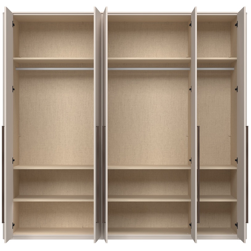 Päťdverová šatníková skriňa s osvetlením renfri - kašmír.

 

Interiér skrine je premyslený do posledného detailu; ponúka textilný dekor a police s integrovaným osvetlením, ktoré elegantne vystaví vaše obľúbené kúsky.

 

Renfri nie je len šatníková skriňa; je to dizajnový prvok, ktorý harmonicky spája vzhľad s praktickými detailmi pre každodenný komfort. Jemný mat v kašmírovej farbe pôsobí nadčasovo, zatiaľ čo unikátne kovové úchytky imitujúce vzhľad kože pridávajú skrini osobitý nádych.

 

Skriňu ľahko zladíte s ďalšími prvkami kolekcie Renfri a vytvoríte harmonický celok v jednotnom kašmírovom odtieni s akcentom Midnight Copper.

 

Rozmery šatníkovej skrine Renfri sú 198x225x56cm (š,v,h)

 

Ďalší nábytok z kolekcie Renfri nájdete v súvisiacich produktoch.