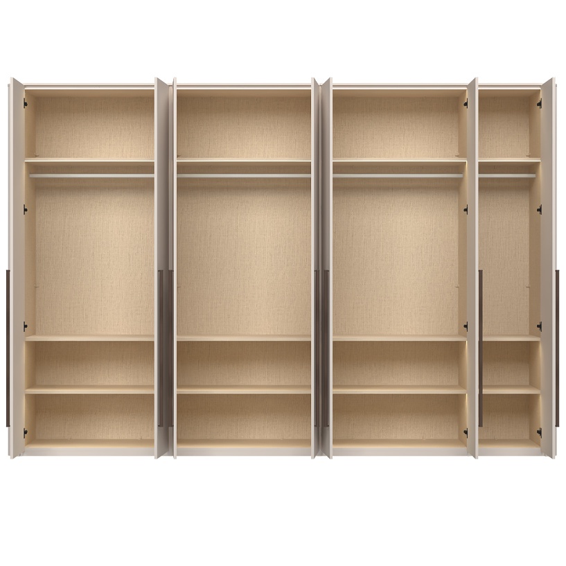 Sedemdverová šatníková skriňa s osvetlením renfri - kašmír.

 

Interiér skrine je premyslený do posledného detailu; ponúka textilný dekor a police s integrovaným osvetlením, ktoré elegantne vystaví vaše obľúbené kúsky.

 

Renfri nie je len šatníková skriňa; je to dizajnový prvok, ktorý harmonicky spája vzhľad s praktickými detailmi pre každodenný komfort. Jemný mat v kašmírovej farbe pôsobí nadčasovo, zatiaľ čo unikátne kovové úchytky imitujúce vzhľad kože pridávajú skrini osobitý nádych.

 

Skriňu ľahko zladíte s ďalšími prvkami kolekcie Renfri a vytvoríte harmonický celok v jednotnom kašmírovom odtieni s akcentom Midnight Copper.

 

Rozmery šatníkovej skrine Renfri sú 333x225x56cm (š,v,h)

 

Ďalší nábytok z kolekcie Renfri nájdete v súvisiacich produktoch.