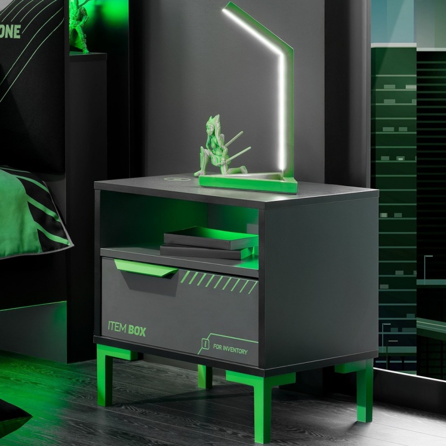 Nočný stolík s bezdrôtovou nabíjacou stanicou diego - čierna, zelená.

 

Povrchy sú potlačené UV lakom, čo ich robí odolnými voči vode a vyblednutiu.

 

Zelená kovová rukoväť je nielen odolná, ale aj zdravotne nezávadná, a to isté platí aj pre 15 cm vysoké ABS nožičky.

 

Rozmery nočného stolíka Diego sú 51x54x40 cm (š,v,h).

 

Ďalšie produkty z kolekcie Diego aj podobné produkty nájdete v súvisiacich produktoch nižšie.