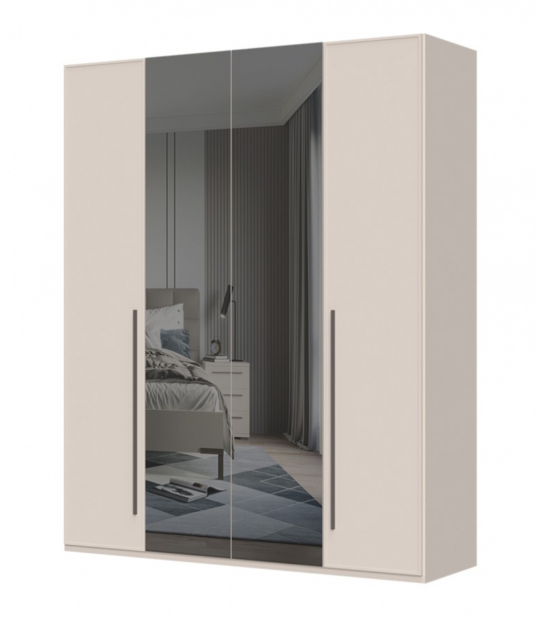 Štvordverová šatníková skriňa so zrkadlom baptiste - béžová.

 

Kľúčové vlastnosti:


	Elegantný dizajn: Moderné línie v luxusnej kašmírovej farbe s matným finishom, doplnené kávovo hnedými úchytkami, dodávajú skrini jedinečný vzhľad.
	Vysoko kvalitné materiály: Skriňa je vyrobená z lamina s hrúbkou 18-25 mm v kombinácii s MDF doskou na čelá dverí a zásuviek.
	Soft close systém: Tiché a pomalé dovieranie dvierok a zásuviek pre komfortné používanie.
	Odolný povrch: Povrch je upravený UV lakom, ktorý je až 5x odolnejší ako bežný lak.
	Vnútorné usporiadanie: Skriňa obsahuje niekoľko políc a dve šatníkové tyče, ktoré poskytujú dostatok úložného priestoru pre všetko šatstvo.
	Zrkadlové dvierka: Prostredné dvierka sú opatrené zrkadlom, čo pridáva na praktickosti a opticky zväčšuje priestor.
	Nastaviteľné nôžky: Umožňujú ľahké vyrovnanie skrine aj na nerovnom povrchu.


Varianty a doplnky:


	Skriňa je k dispozícii v troch variantoch: základná, s rámom a s LED osvetlením.
	Možnosť dokúpenia kompatibilných doplnkov, ako sú LED osvetlenie, police a ďalšie vychytávky, ktoré nájdete v súvisiacich produktoch.


Rozmery:


	182 x 224 x 56 cm (šírka, výška, hĺbka)


Kolekcia Baptiste je synonymom pre komfort a luxus, ktorý si zaslúžite.
Vybavte svoj domov s kolekciou Baptiste a užite si kombináciu elegancie, funkčnosti a kvality.

 