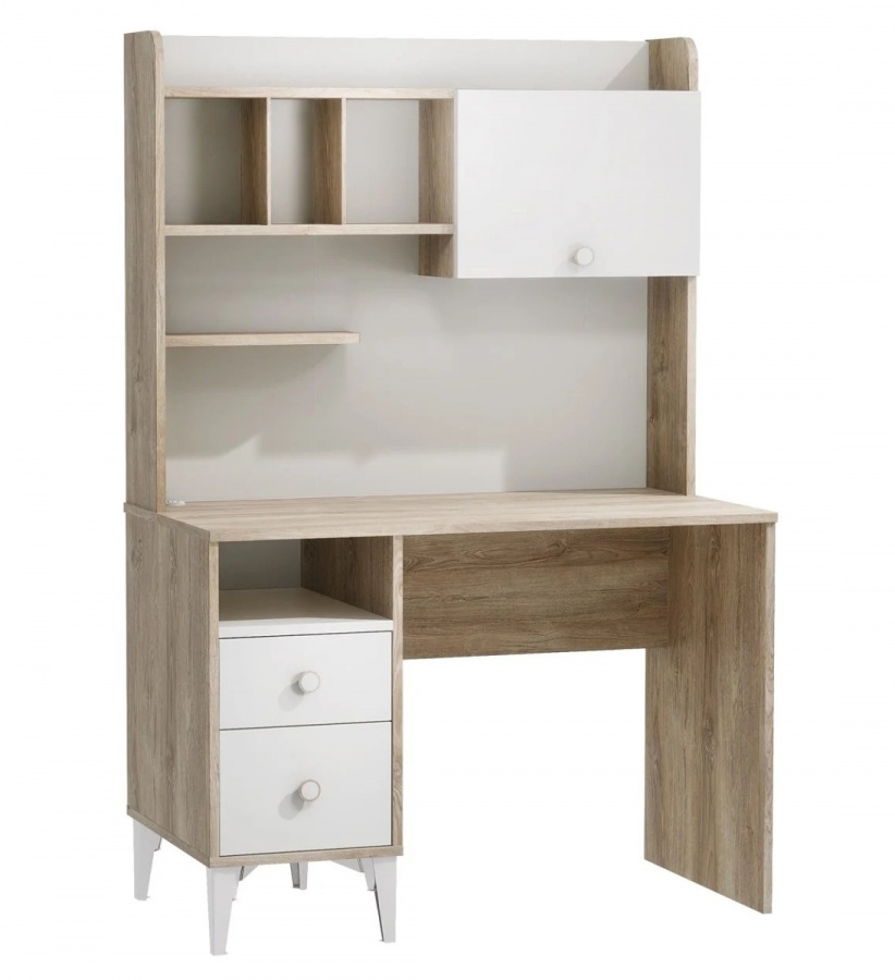 Písací stôl s knižnicou kaylla - dub sofia, biela.

 

Praktický nadstavec ponúka členité úložné riešenie: zvislé aj vodorovné priehradky na zošity a doplnky, otvorenú policu na dekorácie a uzatvárateľnú skrinku, do ktorej schováte všetko, čo chcete mať poruke, ale nie na očiach.

 

Okrúhle úchytky v dekore dreva uľahčujú otváranie, vyššie štíhle nožičky v bielej farbe odľahčujú siluetu a zároveň uľahčujú upratovanie, vrátane prejazdu robotických vysávačov.

 

Drevotrieska s laminom sa ľahko udržiava a vydrží dlhé roky.

 

Rozmery písacieho stola Kaylla sú 110×165×58 cm (š, v, h).

 

Ďalšie produkty z kolekcie Kaylla nájdete v súvisiacich produktoch nižšie.