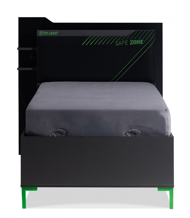 Posteľ s úložným priestorom 100x200 cm diego - čierna, zelená.

 

Je vyrobená z kvalitnej 18mm drevotriesky (lamina), čo zaručuje dlhú životnosť a pevnosť konštrukcie.

 

Čalúnené čelo s jemnou výšivkou dopĺňajú dve praktické vrecká na uloženie kníh, časopisov alebo telefónu.

 

Pre modernú (a hernú) atmosféru je posteľ vybavená RGB LED osvetlením – ovládaným dotykom – umiestneným pod posteľou a za čelom. Môžete si tak jednoducho nastaviť podsvietenie presne podľa aktuálnej nálady.

 

15 cm vysoké ABS nohy umožňujú pohodlné čistenie aj pod posteľou, čo výrazne uľahčí celkovú údržbu izby.

 

Posteľ Diego je ideálnou voľbou pre študentské a herné izby, kde sa spája pohodlie, funkčnosť a štýl.

 

Posteľ je dodávaná s výklopným roštom a úložným priestorom, bez matraca!

 

Rozmery postele sú 131 × 125 × 220 cm (š,v,h).

 

Ďalší nábytok z kolekcie Diego nájdete v súvisiacich produktoch nižšie.