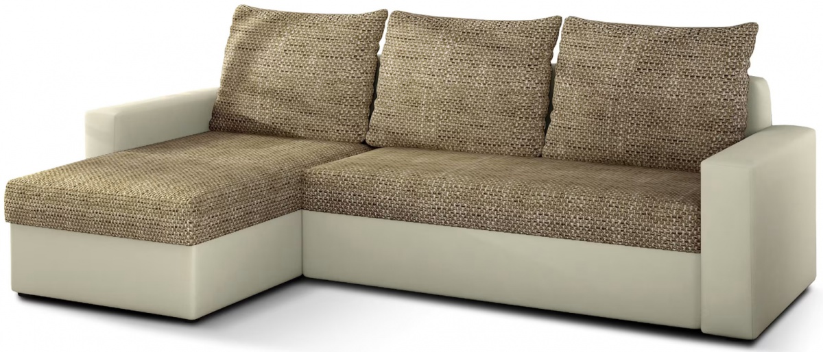 Rozkladacia rohová sedacia súprava livio - čierna, biela – sawana 14,